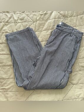 H&M Blue and White Striped Cargo Pants